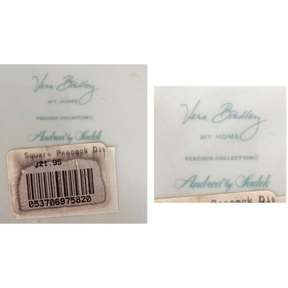 NWT Vera Bradley Peacock Dish My Home Andrea Sadek Turquoise Square - Picture 11 of 12